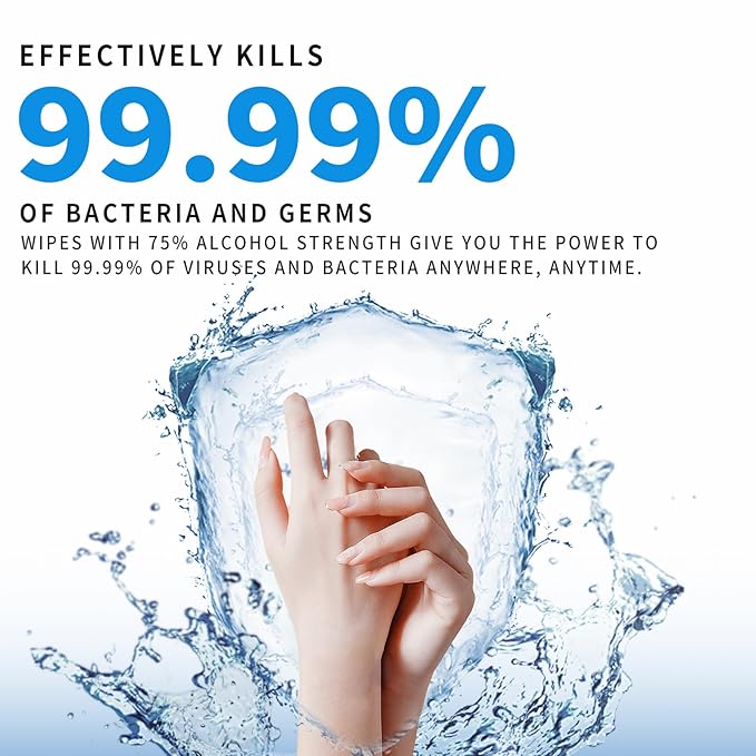 100 Count Individually Packed Hand Sanitizing Wipes - 75% Alcohol Formula with Aloe, Moisturizer, and Vitamin E - Premium Sanitizer for Travel, Home, Office, and School Use