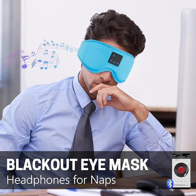 Aurya Sleep Mask with Bluetooth Headphones, 3D Eye Mask for Sleeping, 5.4 Wireless Sleeping Headphones with Ultra-Thin HD Stereo Speaker for Side Sleeper, Office Nap, Air Travel, Meditation