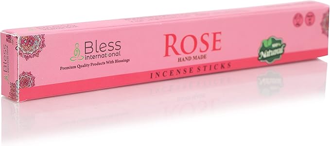 Bless-Rose 100%-Natural-Handmade-Hand-Dipped Organic-Chemicals-Charcoal-Free Purification-Relaxation-Positivity-Yoga-Meditation Best-Woods-Scent (25 Sticks (1.4 OZ))