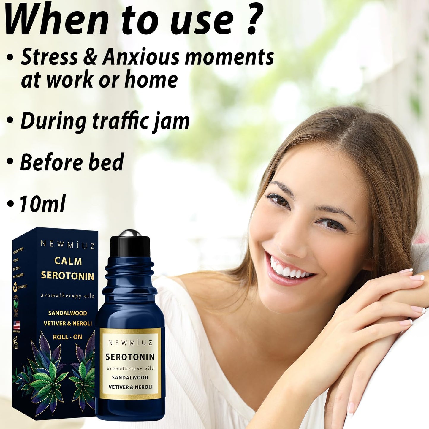 Calm Roll on Essential Oil Stress Relief Sandalwood Vetiver Destress Relaxation Calming Roller Aromatherapy Stick Self Care Purse Stocking Stuffer