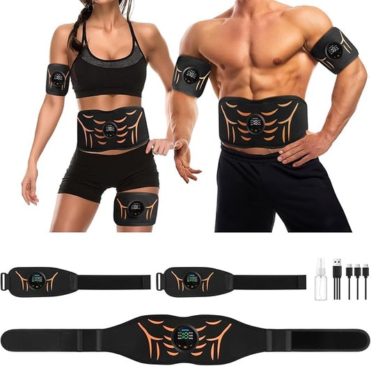 Ab Stimulator Muscle Toner Belt - Power Ab Electronic Muscle Stimulator with 6 Modes 18 Intensity Levels, Ab Stimulator for Men & Women - Abdominal Muscle Stimulator Belt for Home, Office, Gym 3 Pack