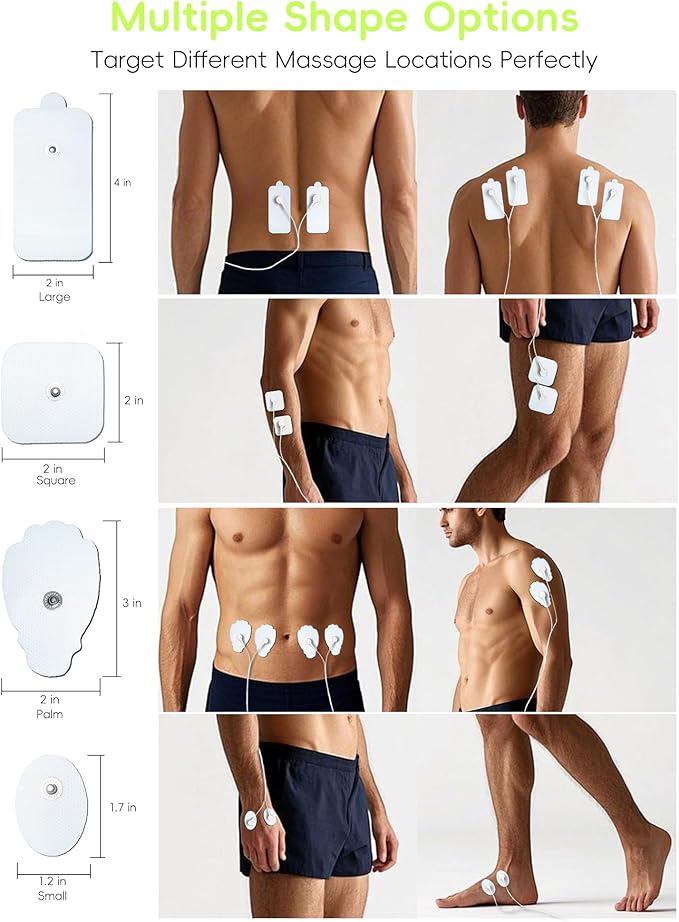 20 Pack TENS Unit Electrode Pads + 1/4 Wire Cable Combination Set. Reusable Premium Hydrogel Self-Adhesive Replacement Pads, Compatible with Belifu, AVCOO, NURSAL, TENS 7000, AUVON, Neocarbon (White)