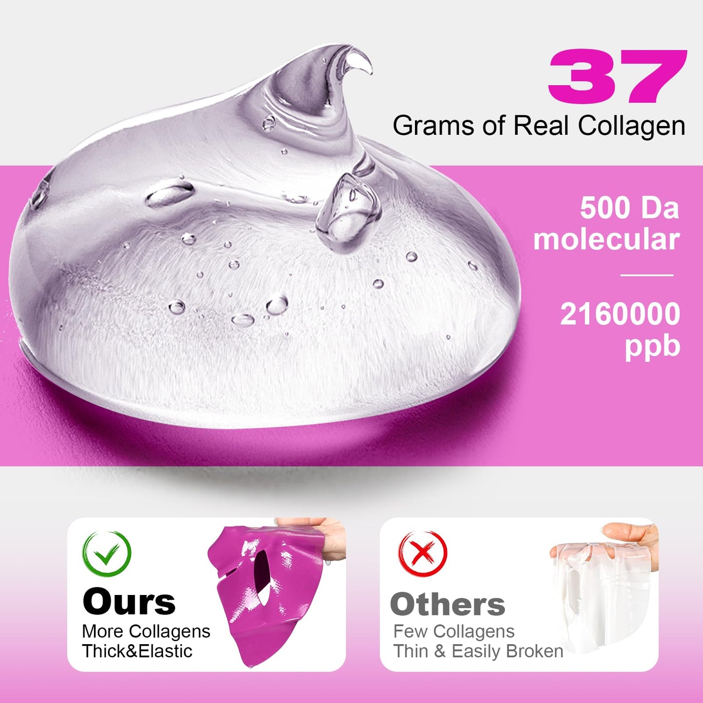 Glam Lady Bio-Collagen Face Mask Korean Skincare Hydrating Anti Wrinkle Lifting Overnight Real Deep Mask with Niacinamide and Hyaluronic Acid