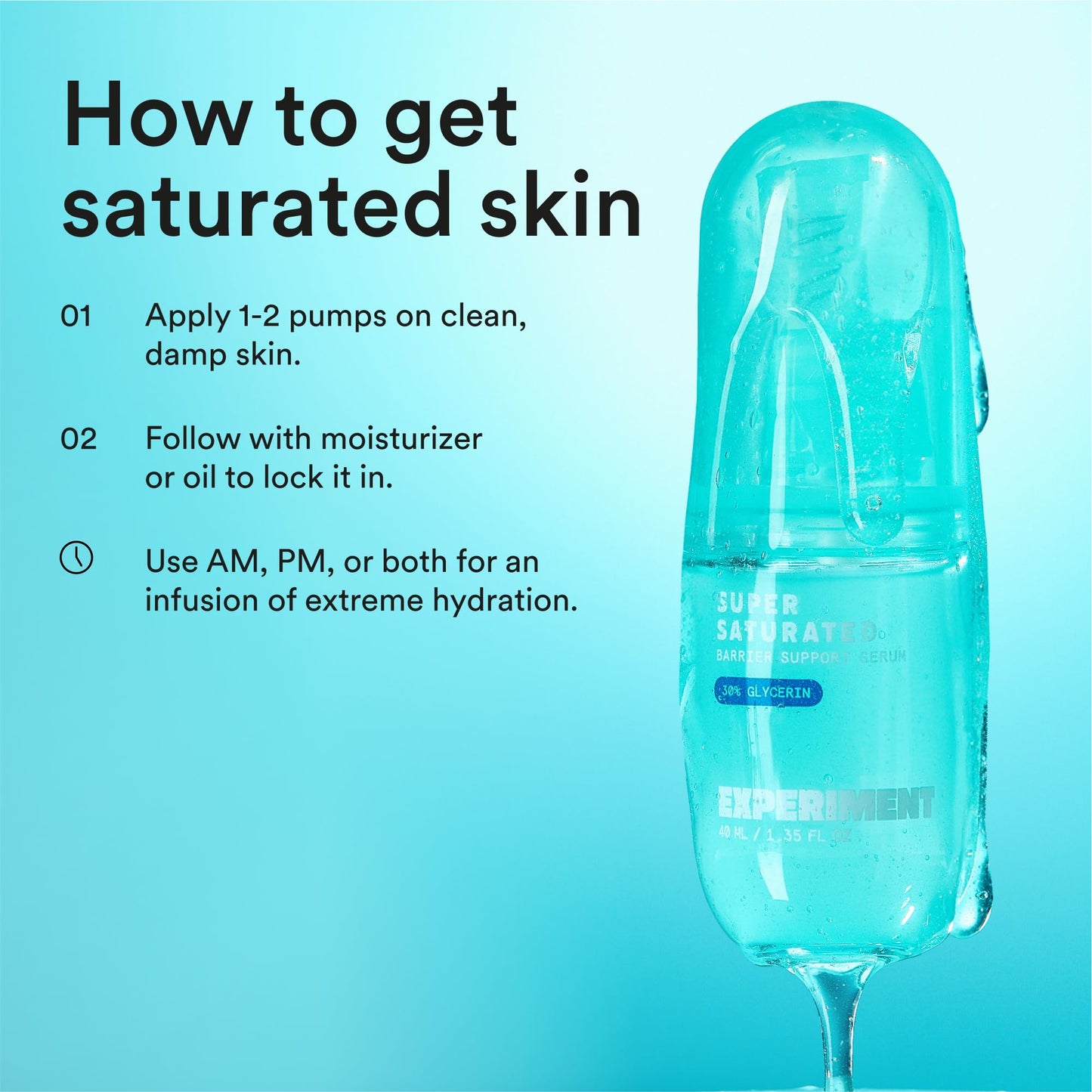 Experiment Super Saturated Ultra Hydrating Barrier Serum – 30% Glycerin, Polyglutamic Acid + Prickly Pear for Intensive Moisture, Plump + Dewy Skin, 1.35 FL OZ – Vegan for All Skin Types