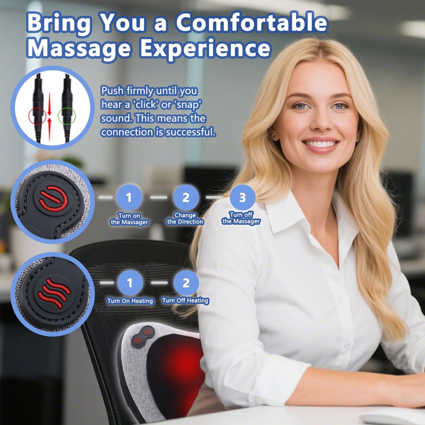 GAXEZO Massage Pillow, Neck and Back Massager with Heat, Shiatsu Massage Pillow for for Back, Shoulder, Leg, Foot, Gift for Men Women Mom Dad, Stress Relax at Home Office and Car