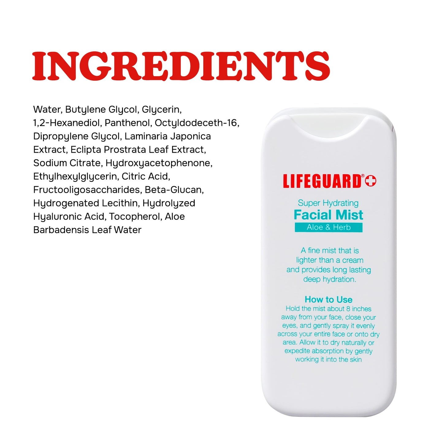 LIFEGUARD Super Hydrating Facial Mist - Aloe & Herb, Face Mist Hydrating Spray for All Skin Types, Lightweight Face Moisturizer - 1.25 fl. oz.