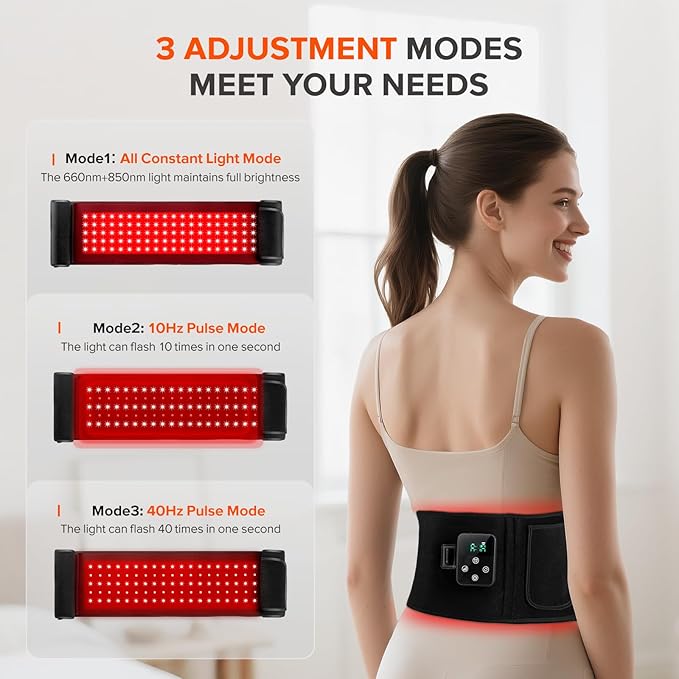2-in-1 Cordless Red Light Therapy Belt, Wired & Wireless Controller 3000mAh Rechargeable Battery Magnetic LED Screen, 49" * 7" Wearable 660nm & 850nm Red Light Therapy Wrap Belt for Body Pain Relief