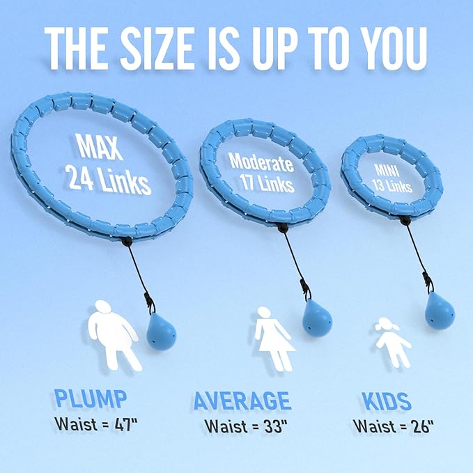 JKSHMYT Weighted Hula Circle Hoops for Adults Weight Loss, Infinity Fitness Hoop Plus Size 47 Inch, 24 Detachable Links, Exercise Hoop Suitable for Women and Beginners