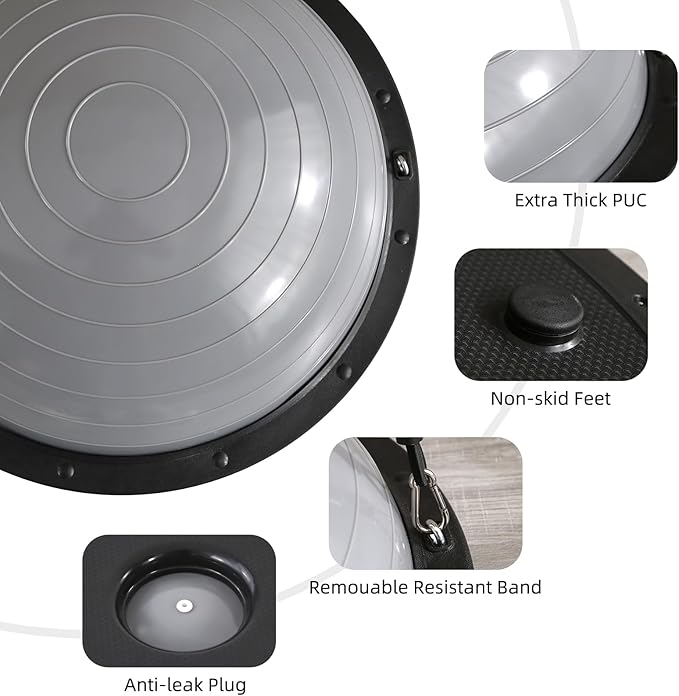 CDEN Balance Trainer Half Ball with Resistance Bands - Strength & Fitness Yoga Equipment, Includes Bonus Foot Pump