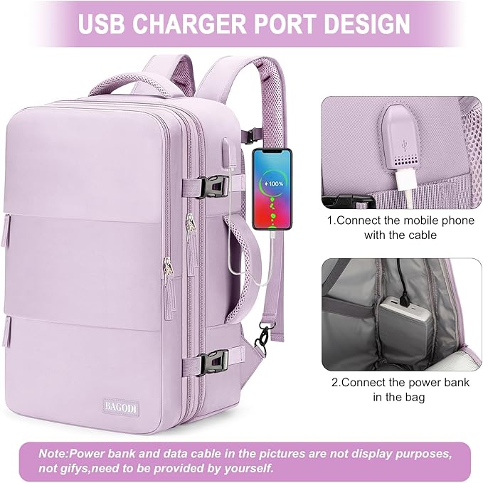 Carry-On Backpack, 42L Airline Approved Gym Backpack for Men & Women, Waterproof, Business & Laptop Daypack, Casual Hiking Pack