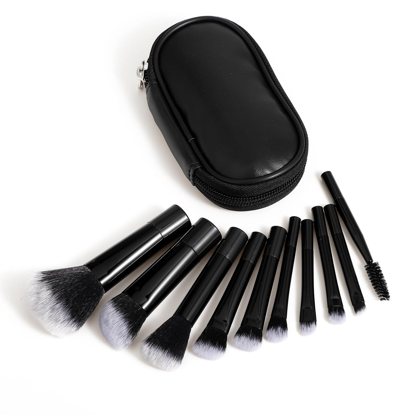 10 Pcs Travel Size Makeup Brushes Mini Makeup Brush Set with Pouch Portable On The Go Make up Brush Set Easy-taken Full Complete Function Cosmetic Brushes for Eyeshadow Eye Lipstick Foundation(Black)