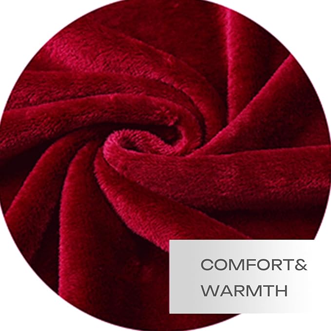 JIAHANNHA Flannel Fleece Blanket Queen Size Red 90 by 90 Inches Blankets for Couch Sofa Bed 280GSM,Super Soft Plush Cozy and Luxury Warm Bed Blanket for All Season