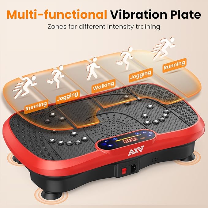 AXV Vibration Plate Fitness Platform Exercise Machine Vibrating Lymphatic Drainage Shaking Full Body Shaker Workout Vibrate Stand Shake Board Sport Gym for Weight Loss Fat Burner for Women Men