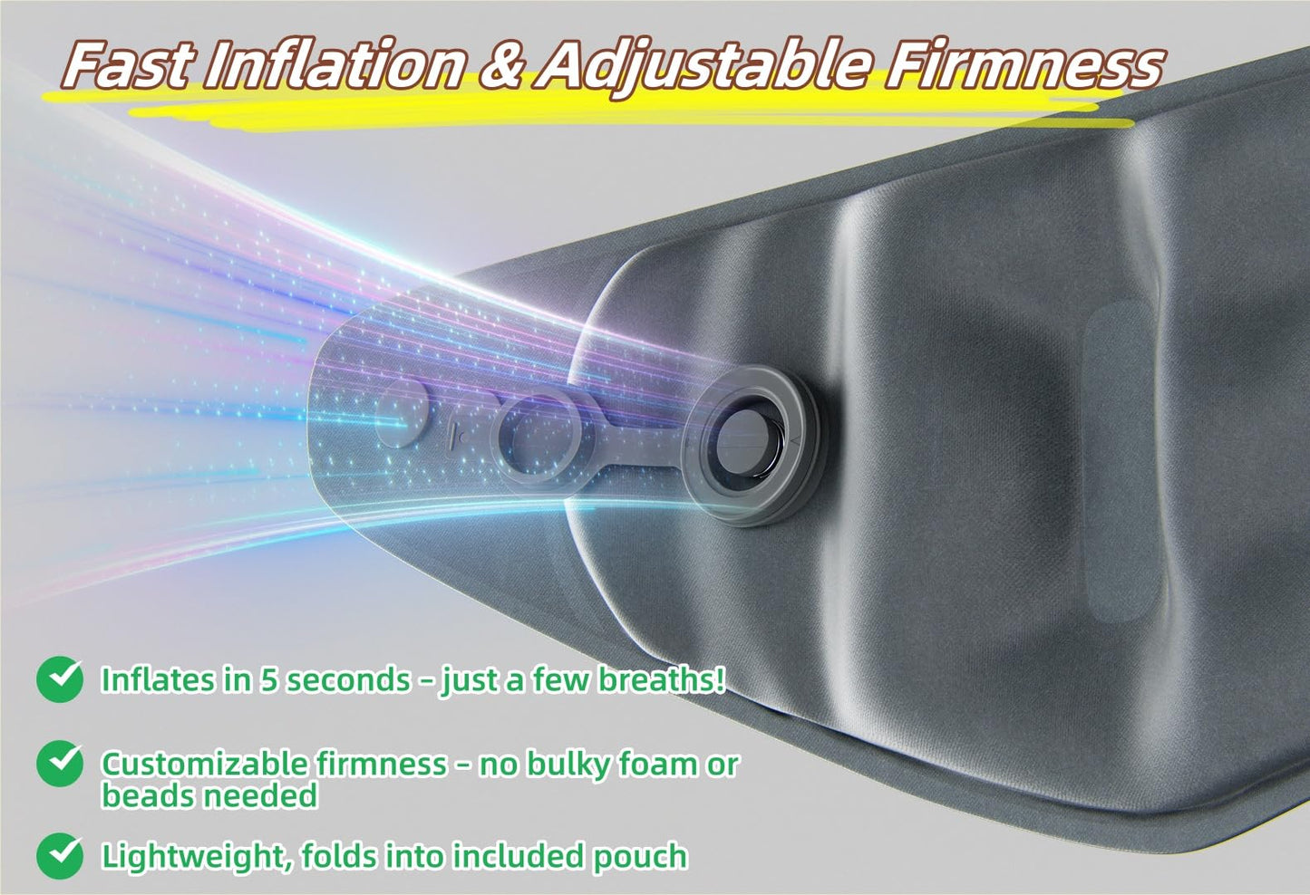 NQQNQQ J-10 Inflatable U-Shaped Travel Pillow, Compact Neck Support Cushion for Airplane, 3D Ergonomic Design, 5s Fast Inflation, Portable Neck Rest for Sleeping & Travel. (Gray)