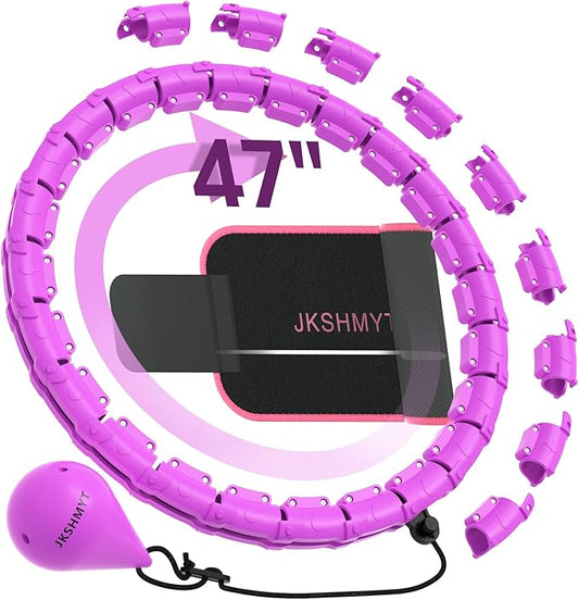 JKSHMYT Weighted Hula Circle Hoops for Adults Weight Loss, Infinity Fitness Hoop Plus Size 47 Inch, 24 Detachable Links, Exercise Hoop Suitable for Women and Beginners