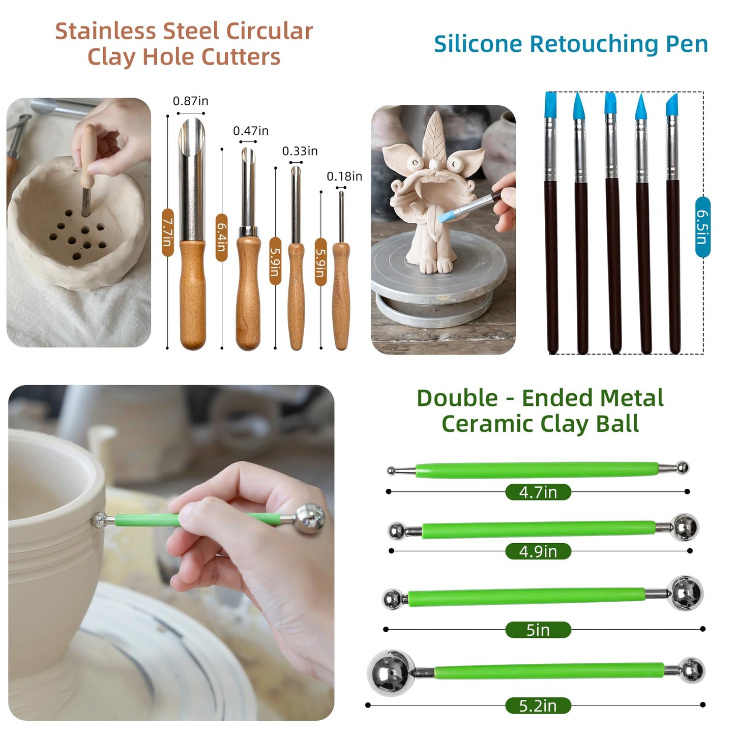 42 PCS Clay Tool, Clay Sculpting Tools Kit, Pottery Tools Can be Used for Stippling, Carving, Molding, and Shaping Clay Crafts, for Beginners, Hobbyists, Artists