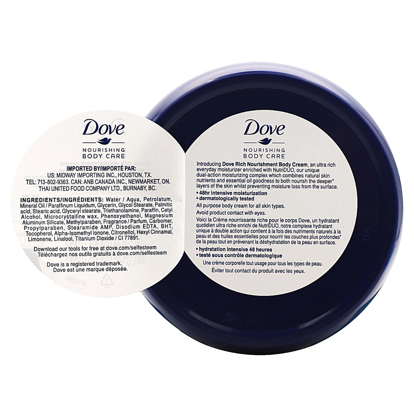 Dove Nourishing Body Care, Face, Hand, and Body Rich Nourishment Cream for Extra Dry Skin with 48-Hour Moisturization, 3-Pack, 5.07 Oz Each Jar