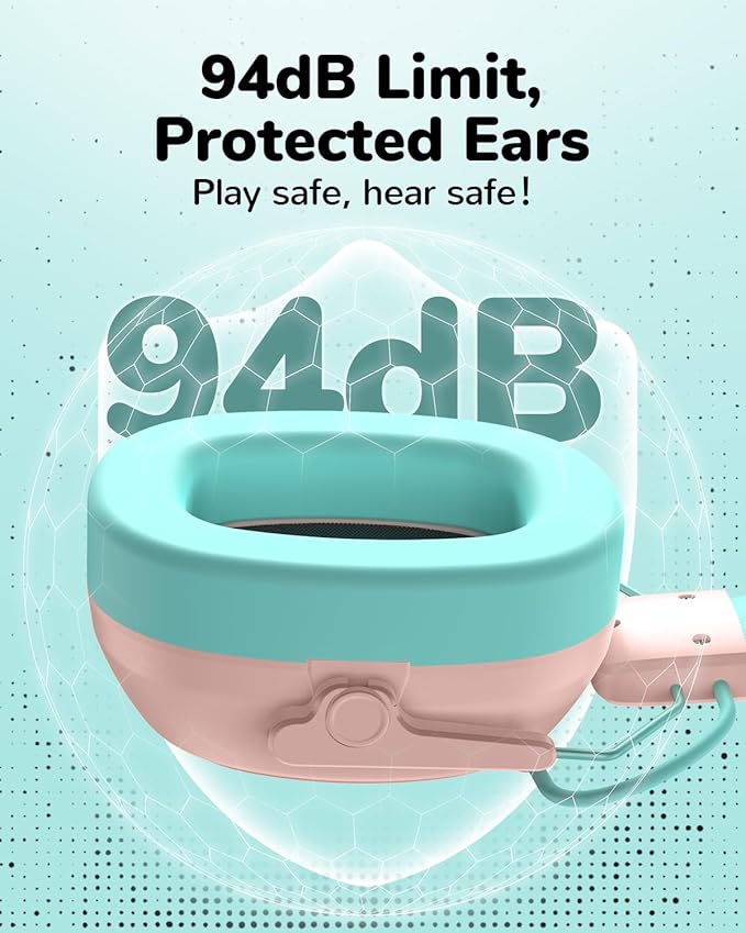 Kids Safety Earmuff Bluetooth 6.0, 29dB SNR Noise Reduction 94dB Lock Noise Cancelling Headphones (Pink)