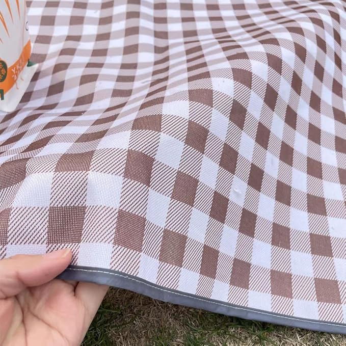 K Y KANGYUN Outdoor Picnic Blanket 80" x 80", Extra Large Beach Blanket, Foldable Lightweight Waterproof Sand Mat, Picnic Blanket for Beach Camping Hiking Park Patio (Brown, 80x80 inch)