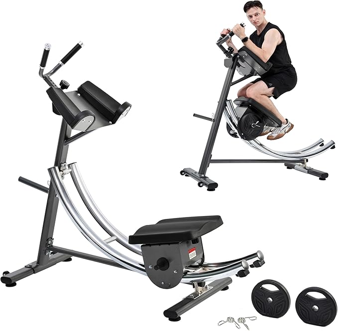 2025 Abdominal Exercise Machine for Commercial Use, Side Shaper Ab Machine Exercise Equipment, Foldable Abdominal Crunch Coaster for Home Use (Large,Black)
