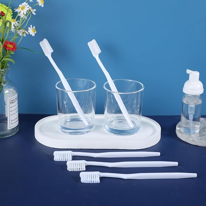 100 pcs Bulk Toothbrushes Individually Wrapped, White Manual Disposable Travel Toothbrush for Adult, Soft Bristles for Homeless,Travel, Hotels