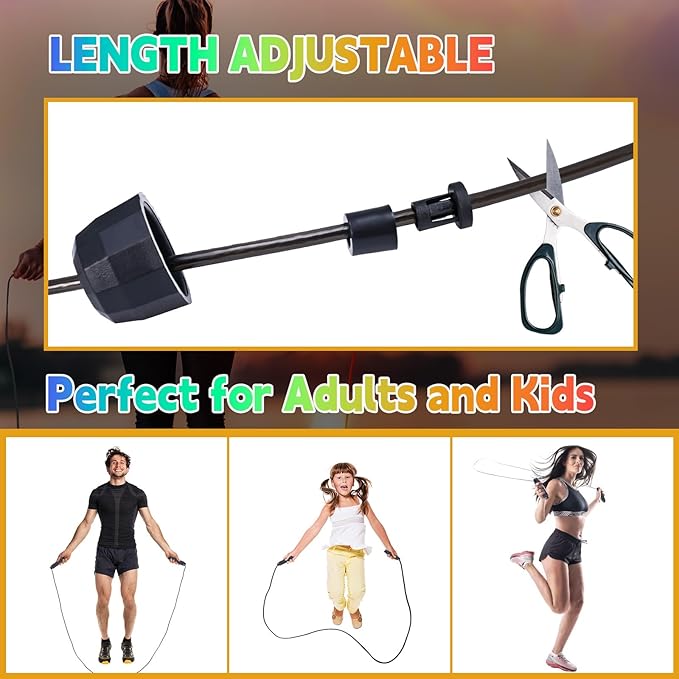 Jump Rope for Women Men Kids, Adjustable Skipping Rope with Ball Bearings, Professional Jumping Rope with Foam Handles, Tangle-Free Rapid Speed Jump Ropes for Fitness Workout Boxing Exercise