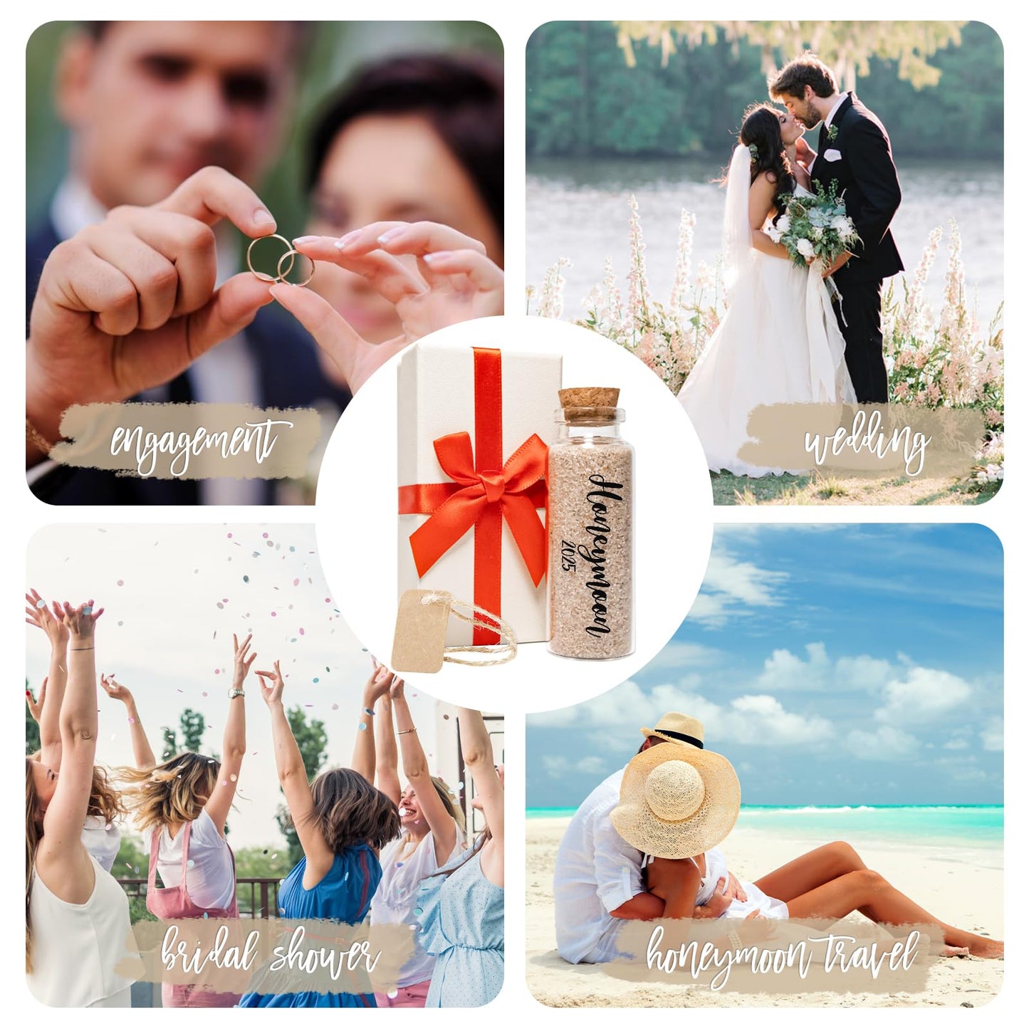 Honeymoon Sand Keepsake Jar, Wedding Gifts for Couples Unique 2023 Romantic Honeymoon Gifts for Newlywed Couple, Bride & Groom, Honeymoon Essentials, Bridal Shower Gifts, Wedding Registry Items