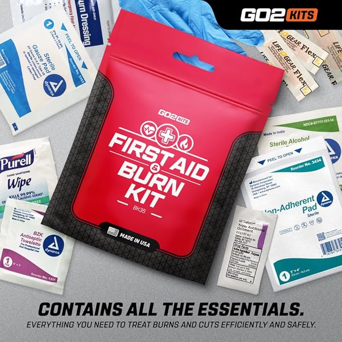 Advanced First Aid & Burn Kit, Comprehensive Burn First Aid Kit with Dressings, Burn Cream & Gauze, Portable First Aid Kit for Home, Office, Car & Travel, 3-Pack (BK35)