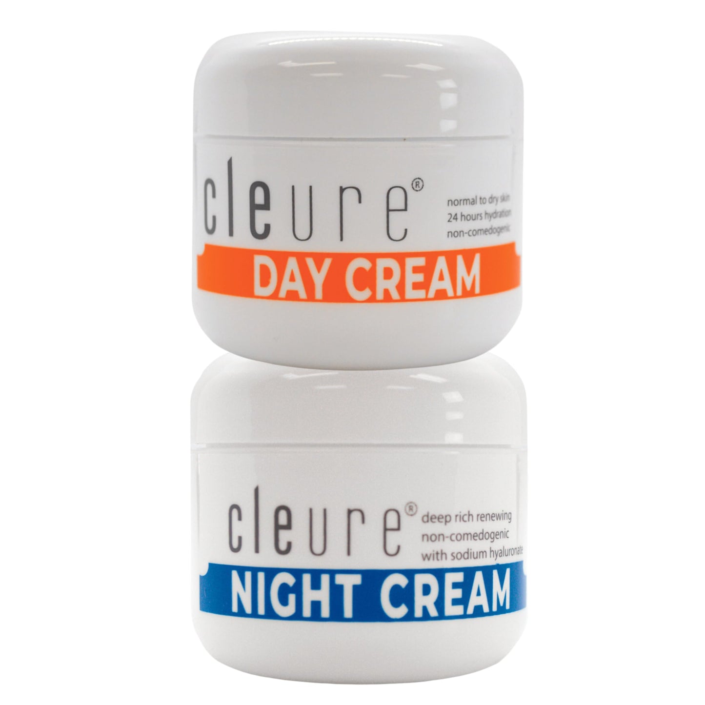 Cleure Hyaluronic Acid & Shea Butter Anti-Aging Night Cream/Day Cream Skincare Set for Sensitive Skin, Gluten, Salicylate, Paraben & Fragrance Free
