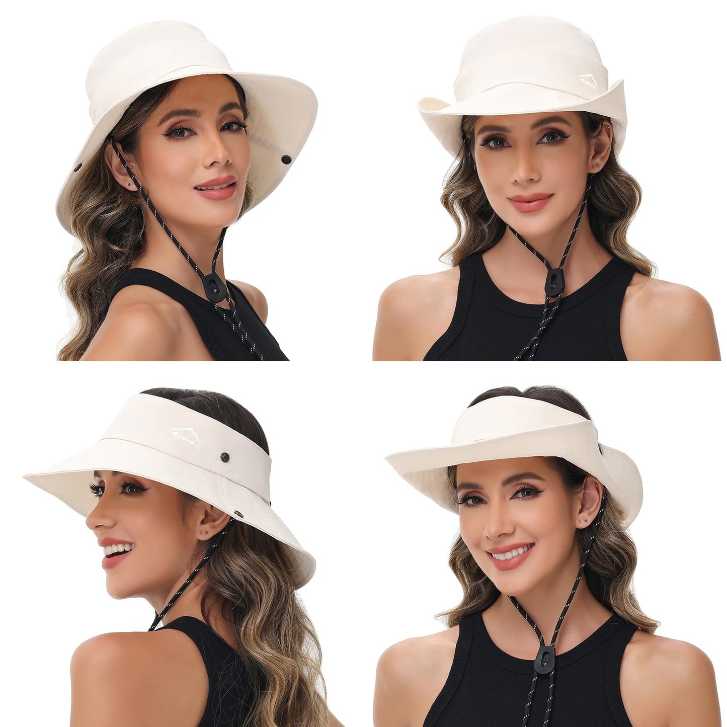 Sun Hats for Women Bucket Hat UV Protection Fishing Hat Wide Brim Safari Hats 2 in 1 Zip-Off Sun Visor Hats UPF 50+(1Pack-Beige)