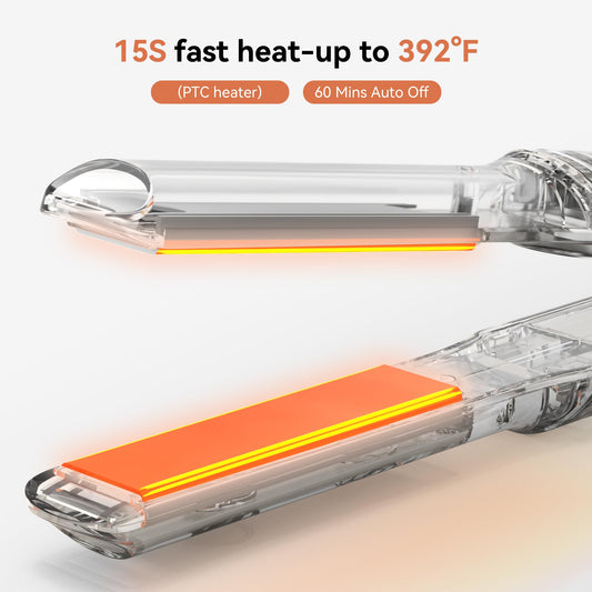 Mini Hair Straightener Iron,Double Voltage Negative Ion Flat Iron,15s Fast Heating & 3 Adjustable Temperatures,Ceramic Floating Plates Straightener for Short and Long Hair/Curls/Bangs. (Silver Orange)