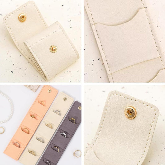 Samelek 3pcs Mini Travel Jewelry Organizer - Foldable Jewelry Roll Case with Buckle, Portable Jewelry Box for Earrings, Rings, Necklaces