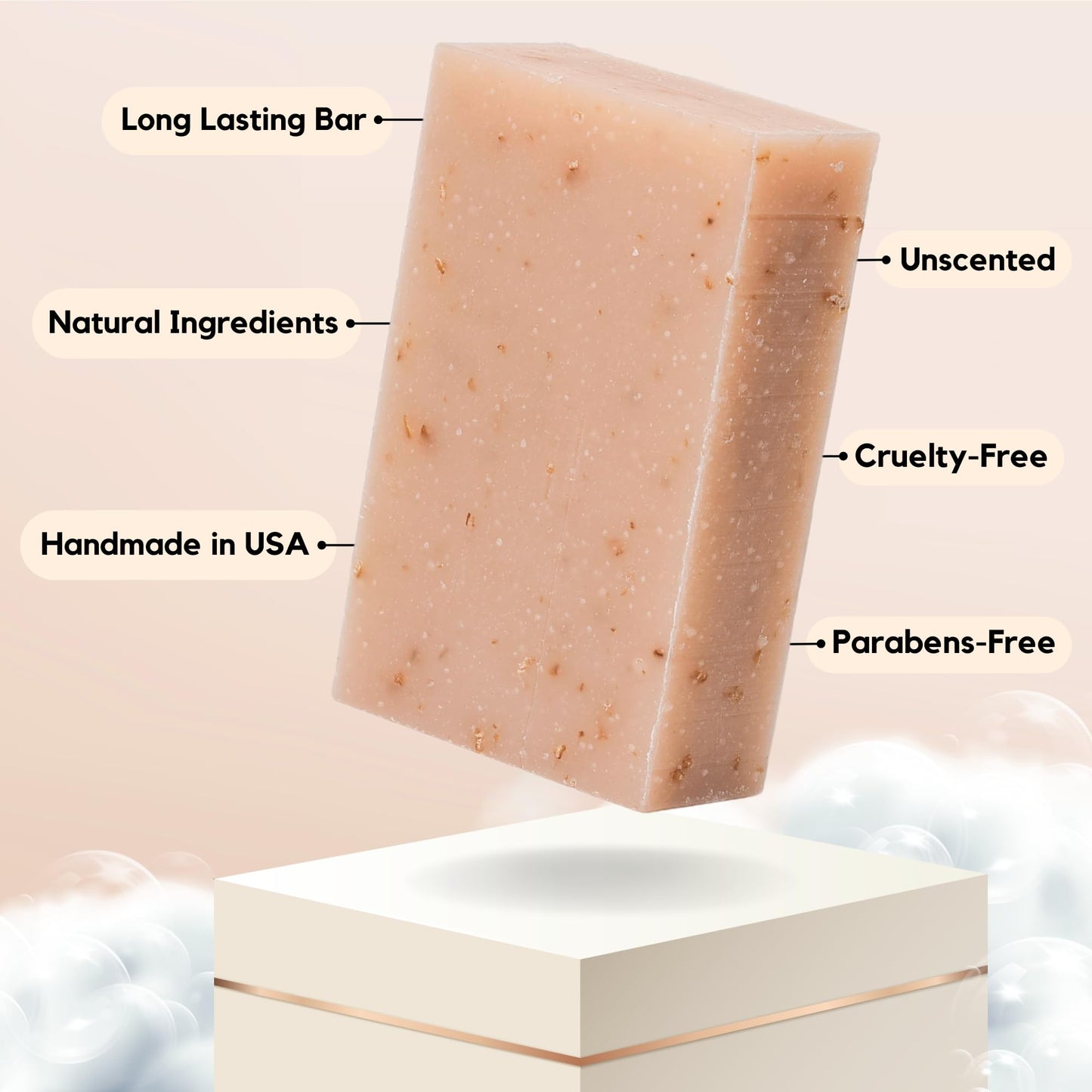 ECO ROOTS 3 Pack Natural Oatmeal Soap Bar – Face & Body Cleansing Bar with Shea Butter & Coconut Oil – Gentle Daily Moisturizing Bars of Soap