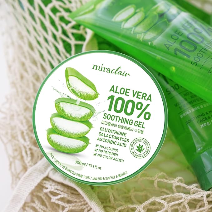 Aloe Vera Gel for Face, Skin, Hair & Sunburn Relief, Made with 100% Pure Aloe Gel for All Skin Types. Made in Korea. 300ml (10.1fl.oz) (3)