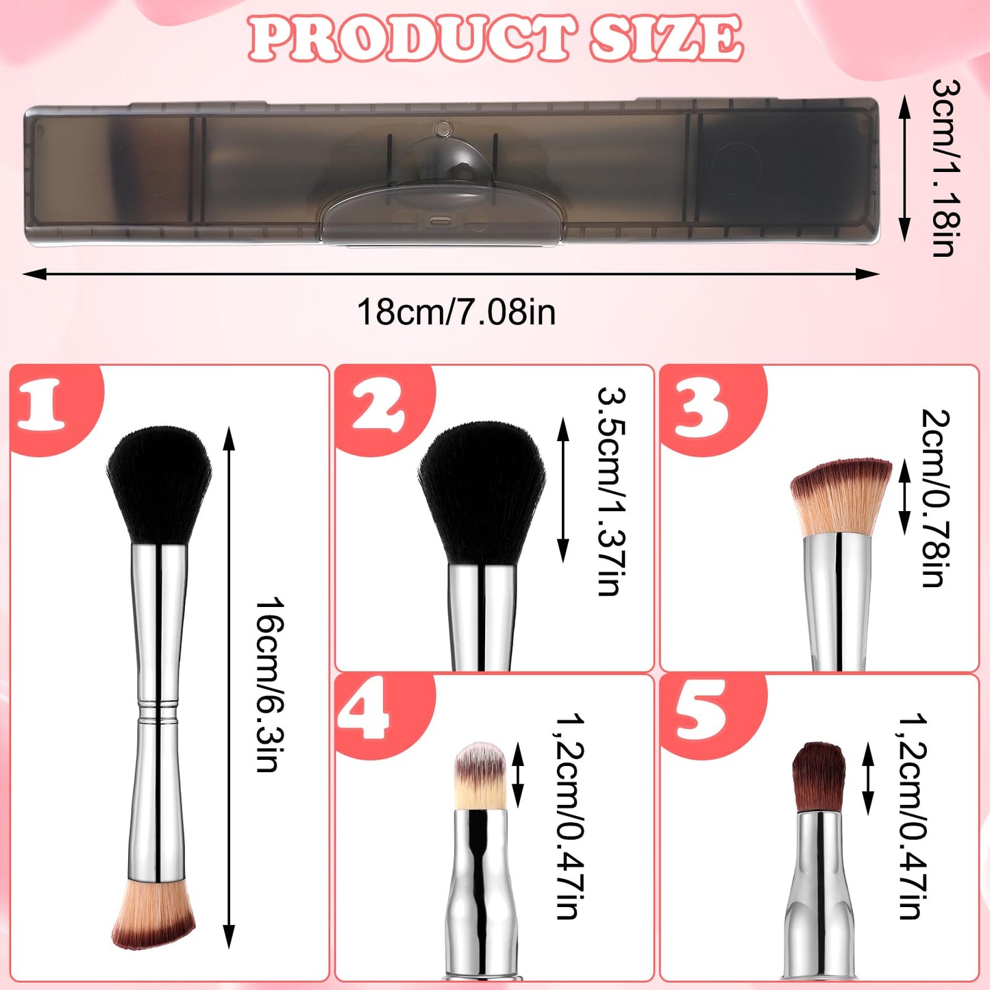 Travel Makeup Brush Set 4 In 1 Makeup Brush With Case Dual Ended Mini Travel Size Makeup Brushes Foundation/Blush Brush Eyeshadow Brush Concealer Brush For Liquid Cream Powder Cosmetic Make Up
