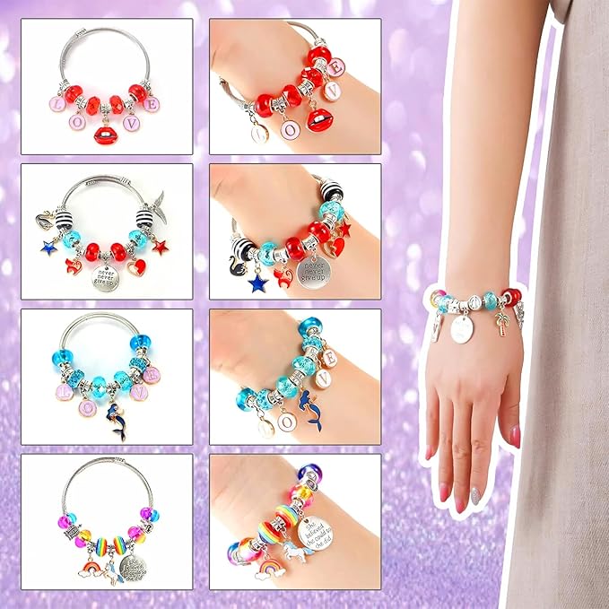 Charm Bracelet/Jewelry Making Kits for Kids Girls,Unicorn Birthday Gifts,Arts Crafts Toys for 5 6 7 8 9 12 Years Old Girls