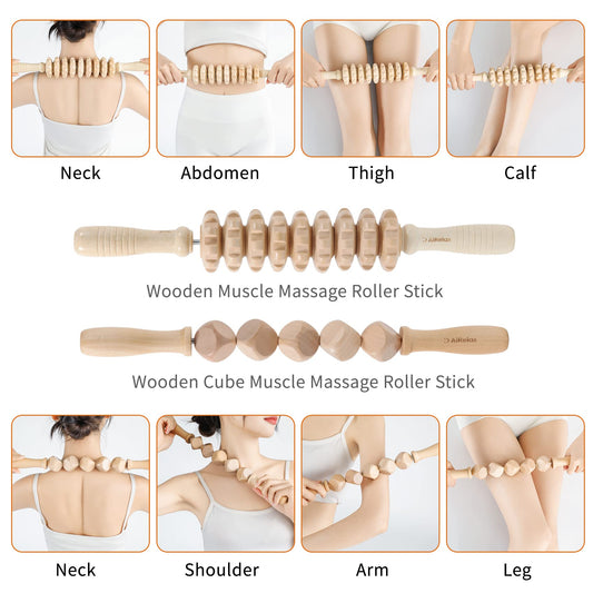 7 Pack Wood Therapy Massage Tools for Body Shaping Set, Cellulite Massager,Maderoterapia Kit Colombiana, Lymphatic Drainage Massager Tools for Neck Back Waist Pain Relief
