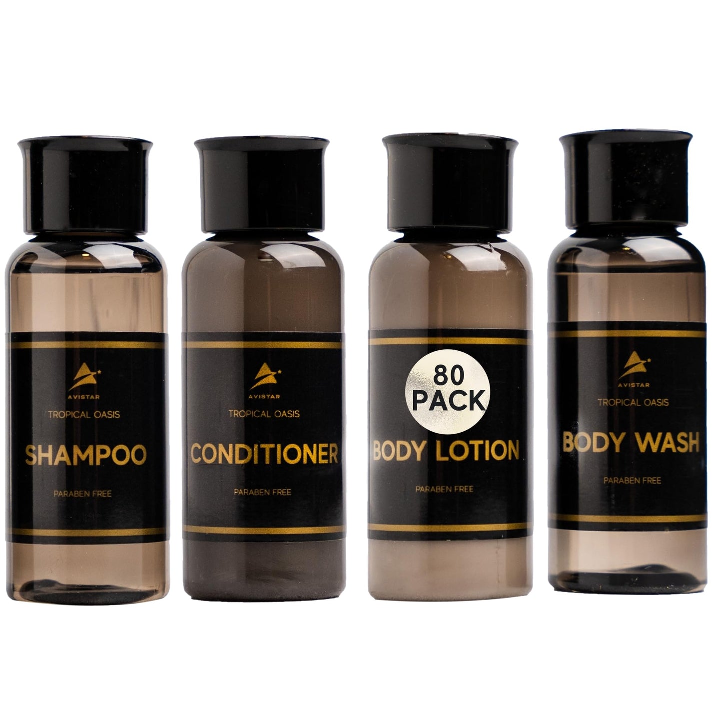 80 Piece Set Hotel Guest Soaps for Bathroom, Travel Size Bulk Toiletries Set, Supplies for Guests, 20 Pack w/ 20 Shampoo 20 Conditioner 20 Body Wash 20 Lotion