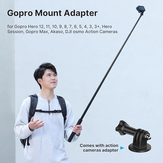 59in Invisible Selfie Stick Tripod for Insta360 X5/X4/X3/ONE X2/GO 3s/DJI Osmo 360, ULANZI TT52 Extension Pole Adjustable Waterproof Handle Grip for GoPro, DJI Osmo Pocket 3 Action 5 Pro/4