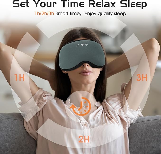 Bluetooth Sleep Mask, 2 in 1 Bamboo Cotton 3D Sleeping Headphones for Side Sleepers Sleep Mask with Timming Setting, Blackout Eye Mask for Sleeping Travel Meditation Men Women