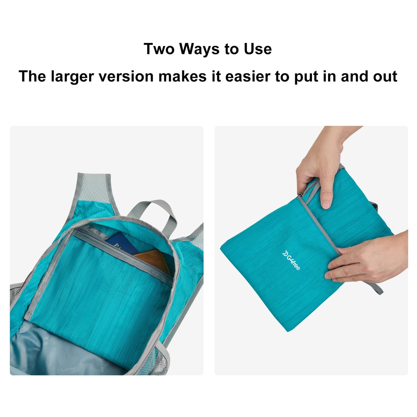 G4Free 15L Hiking Daypack Lightweight Travel Backpack Packable Outdoor Casual Foldable Shoulder Bag (Peacock Blue)