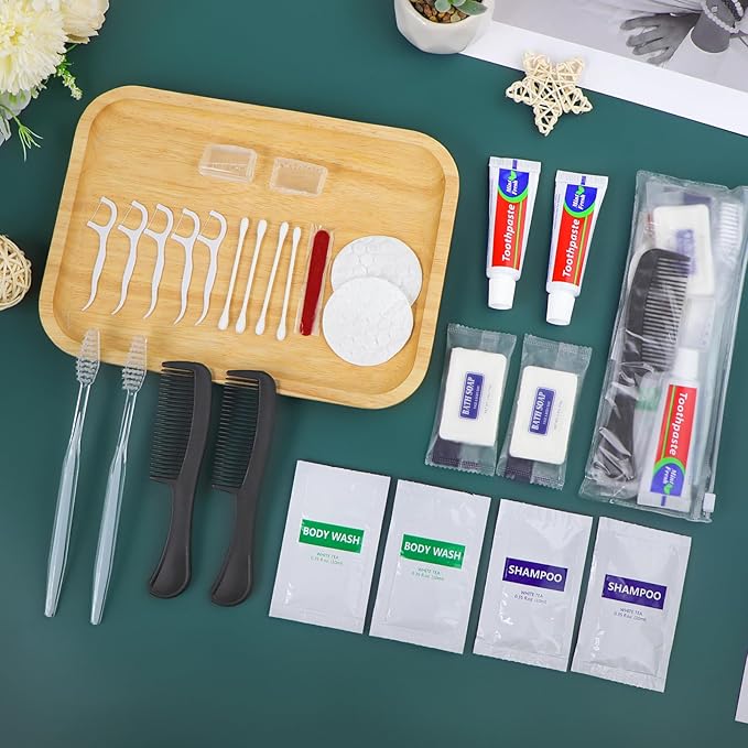 20 Sets Personal Hygiene Kit Bulk, Disposable Toothbrushes with Toothpaste Floss Comb Soap Cover Shampoo Body Wash and Vanity Kit, Toiletry Kits Homeless Supplies Bulk for Women,Men,Travel,Homeless