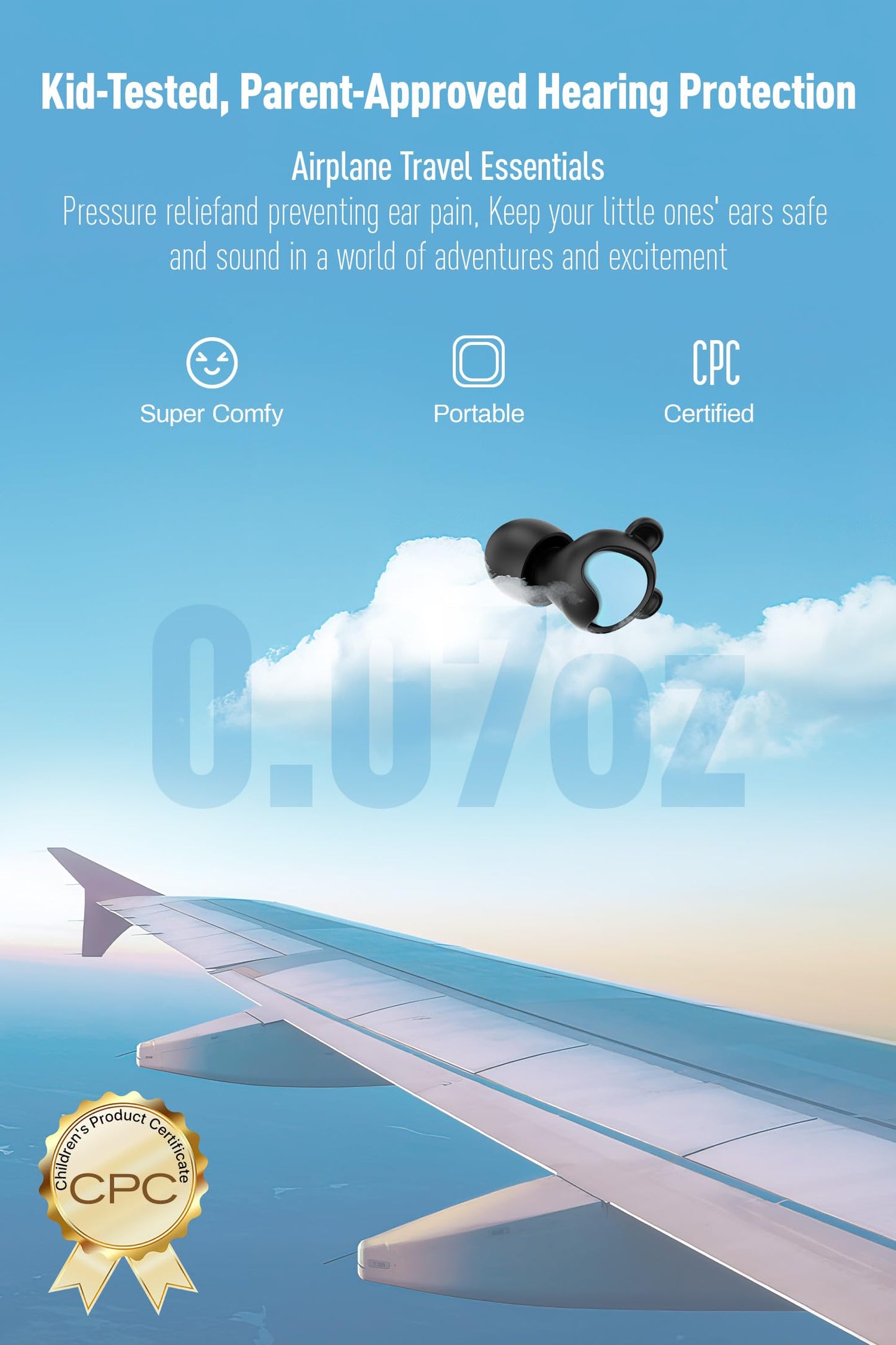 Kids Ear Plugs (6-12 Years) with Lanyard, Kids Ear Protection Reusable Noise Relief Earplugs for Focus, Travel, Concerts, Socializing, Events, Sleep, Anxiety, Stress, Home, School, Playtime - 26 dB