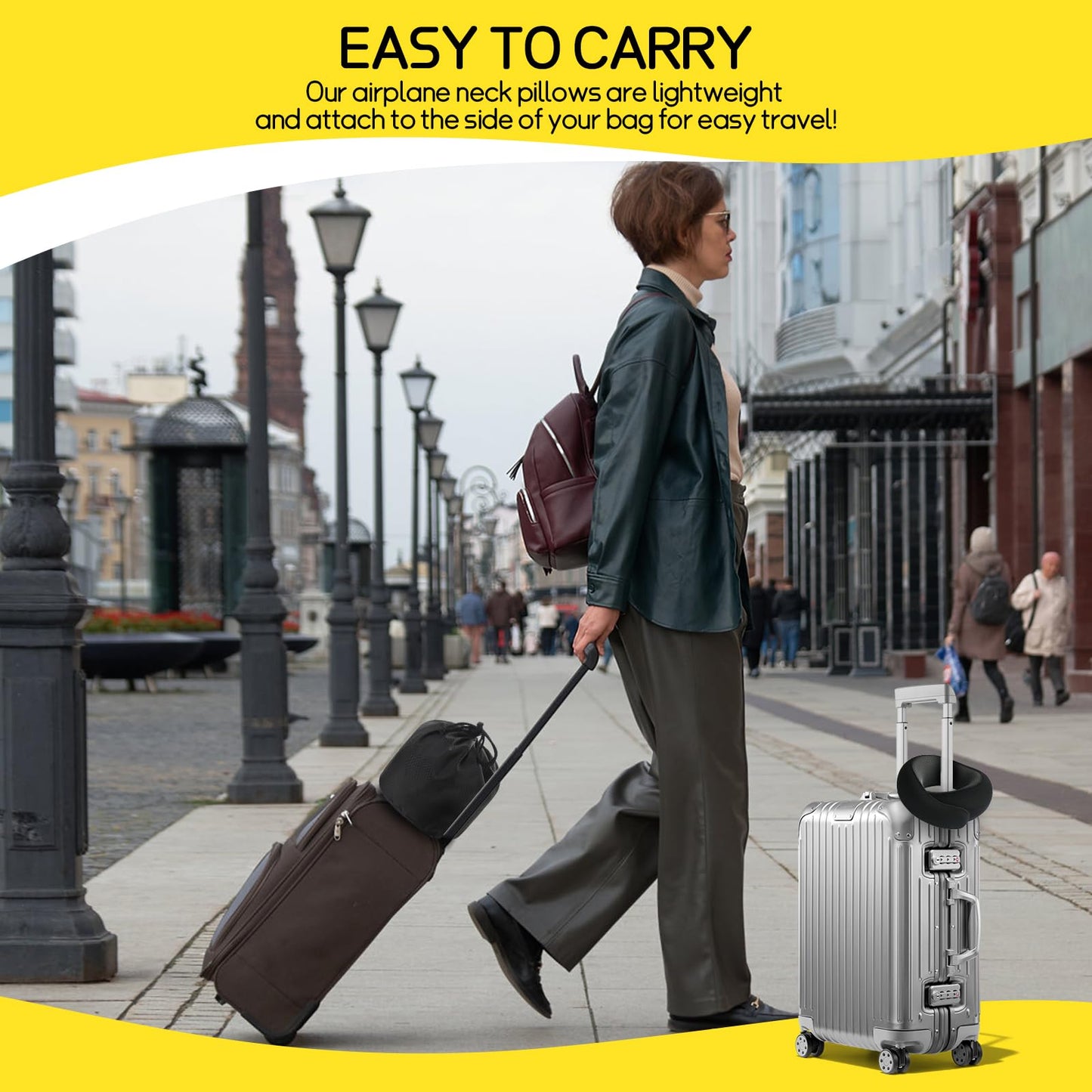 Ulaek®Travel Pillows for Airplanes,Travel Neck Pillow Airplane Memory Comfortable Breathable Cover, Stowable Pillows for Sleeping, Car, Airport Travel Essentials,Gifts for Family, Wife and Friends