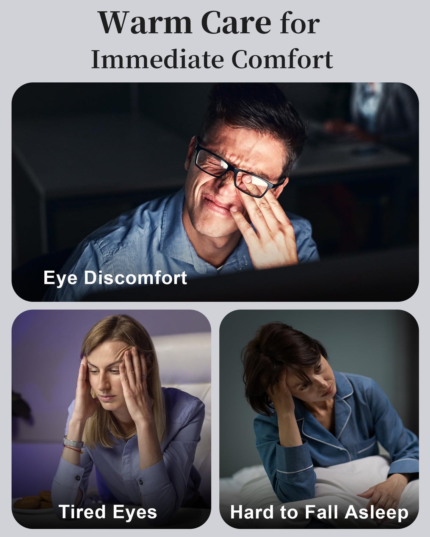 Heated Eye Mask for Dry Eyes - Silk Cordless Warm Eye Compress Moist Heat, Eye Heating Pad for Stye Treatment, Tired Eyes, Sleep, Travel, Washable, Rechargeable, Black