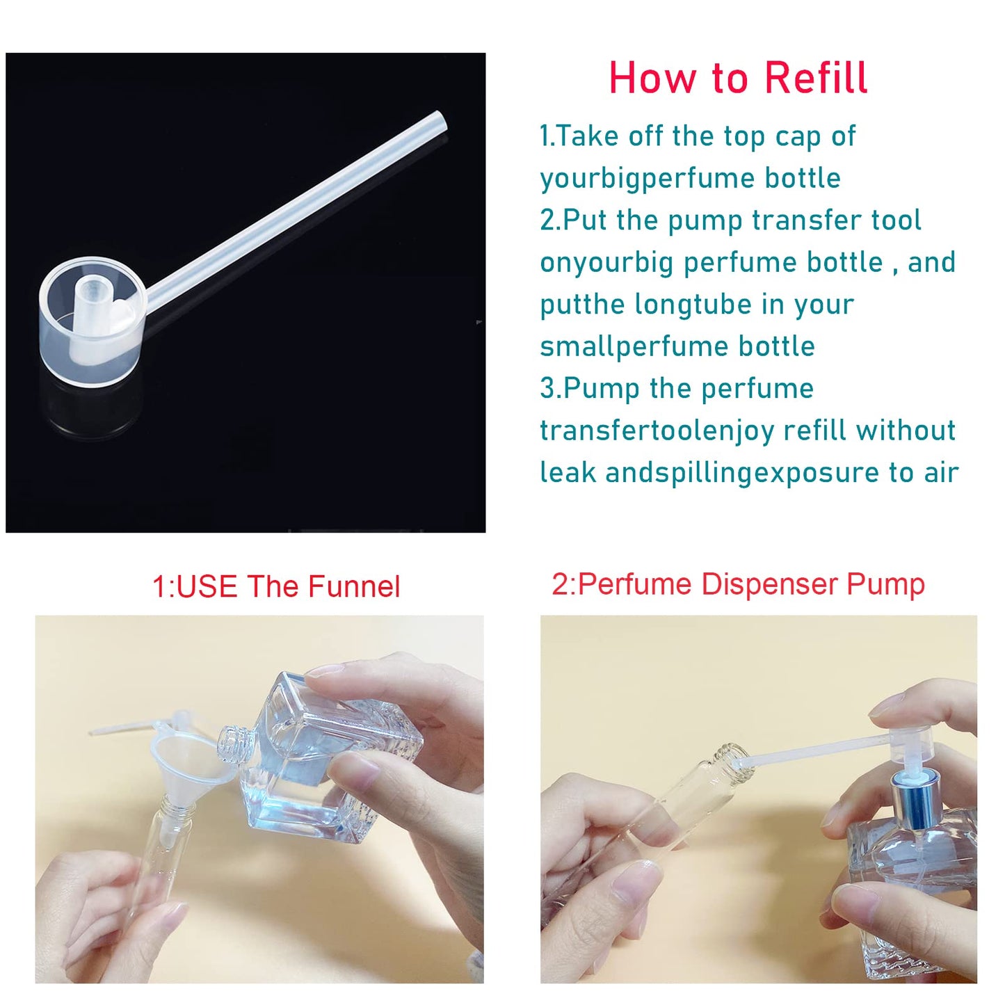 12ML Perfume Atomizer Bottle Refillable,Mini Portable Spray Bottle,Scent Pump Case,With Dispenser tool,for Out Side Work Travel Fitness (Pack of 6)