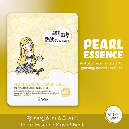 esfolio Pure Skin Mask Box – Pearl Essence Sheet Mask Set, Hydrating & Nourishing Korean Face Masks, Revitalizing Skincare for Soft, Smooth, and Radiant Skin (Pack of 10)