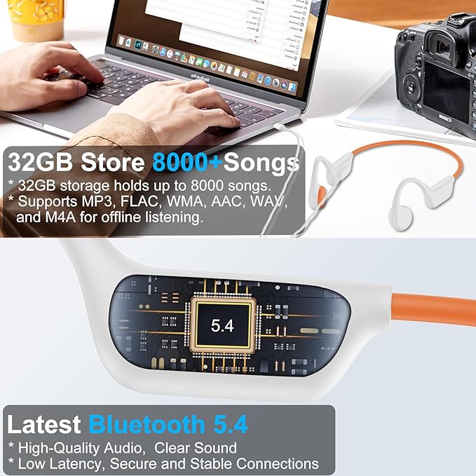 Bone Conduction Swimming Headphones,Wireless IPX8 Waterproof Open-Ear Headphone/Earphones, 32G Underwater Headset/Earbuds, Sports, Swimming, Diving