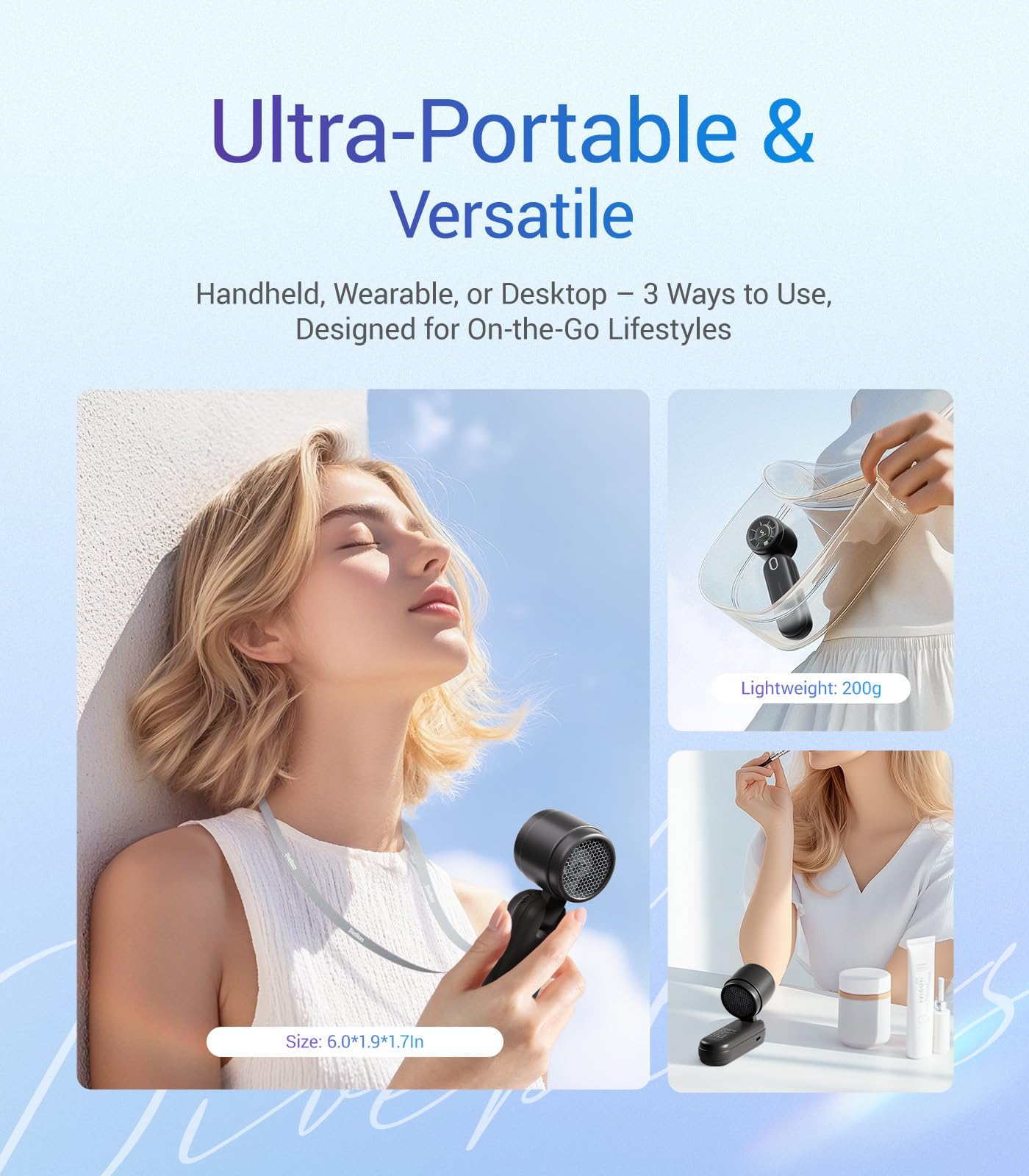 Diveblues iTurbo Portable Handheld Turbo Fan, 5 Gear High Speeds, Foldable Rechargeable Mini Hand Fans, Led Display,Powerful Turbo Airflow, 12-Hrs Cooling Small Fan Travel Essentials Beach Women Gifts