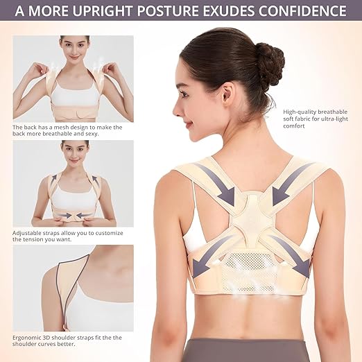 Back Posture Corrector for Women: Adjustable Shoulder Posture Brace Straightener Pain Relief (Small/Medium)